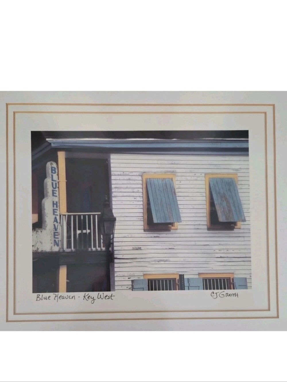 C.J. Groth Key West Signed Art Print Blue Heaven Distressed Rustic Framed